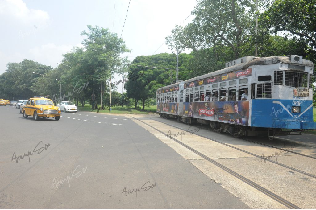11 Tram and Yellow Taxi on Kolkata Road 2018