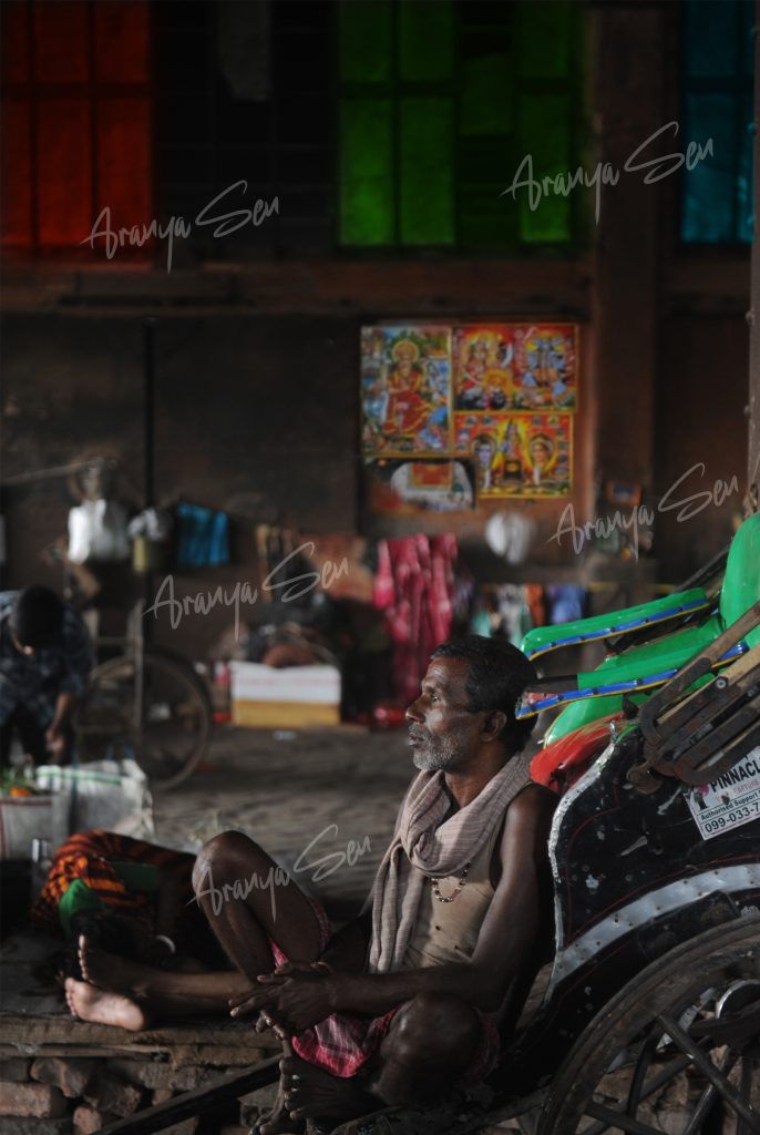 15 A Rickshaw Puller Waiting in the Stand Close to Howrah Bridge, 2016
